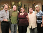 Curb recording artist Selah appeared on yesterday’s broadcast of FamilyNet’s “At Home Live!”  Pictured on the set are “At Home Live!” co-host Chuck Borsellino; Selah’s Todd Smith, Amy Perry and Allan Hall; and “At Home Live!” co-host Jenni Borsellino.  Selah performed the title-cut from Bless The Broken Road – The Duets Album, along with their breakthrough hit, “You Raise Me Up.” 