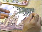 David Holden paints one of his original watercolors