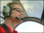 Gary Heavin in his helicopter