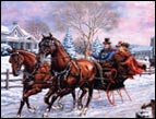 snowy scene with horsedrawn sleigh