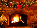 daily Devotion christmas fireplace fire logs 