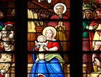 the power of christmas Devotion stained glass window
