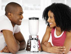 couple with a blender