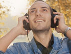 man wearing headphones outside