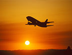 airplane on runway at dusk
